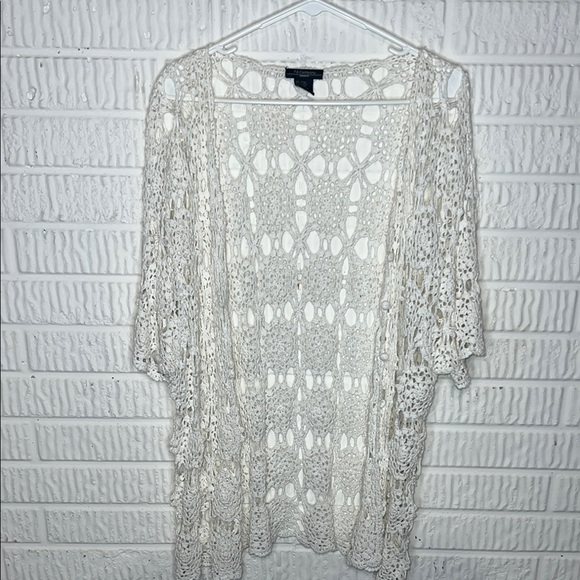 Vintage Cream Crochet Open-Front Cardigan - Picture 1 of 3